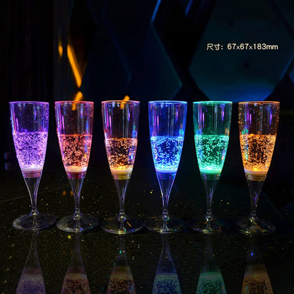 Led Luminous Bar Cup KTV Luminous Cocktail Glass 6Pcs Luminous Cups FDA Food Grade Plastic Wine Glass LED Light Glasses Battery